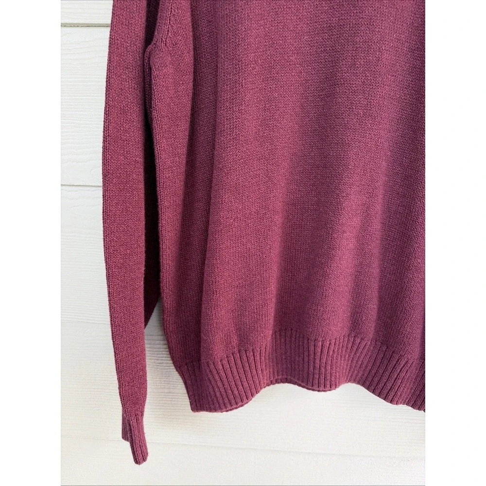 Chaps Maroon Burgundy Mock‎ Neck Elbow Patch Button Knit Sweater Mens Large NEW
